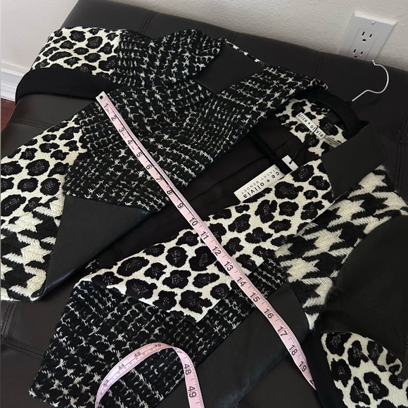 NWT Alice + Olivia Harvey Leather Patchwork Draped Lapel Blazer Jacket M - Picture 5 of 17